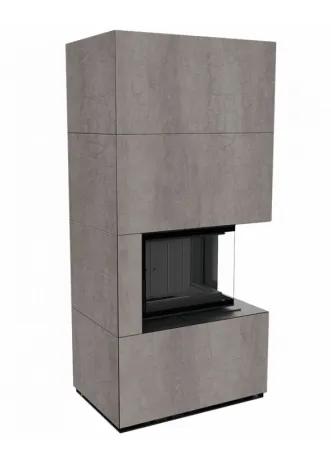 фото Каминокомплект Kratki FLOKI, угловое стекло справа