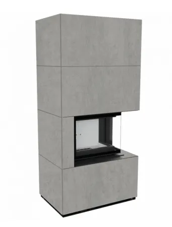 фото Каминокомплект Kratki FLOKI, угловое стекло справа