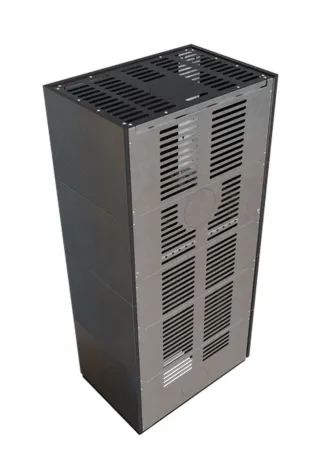 фото Каминокомплект Kratki FLOKI в облицовке, угловое стекло слева