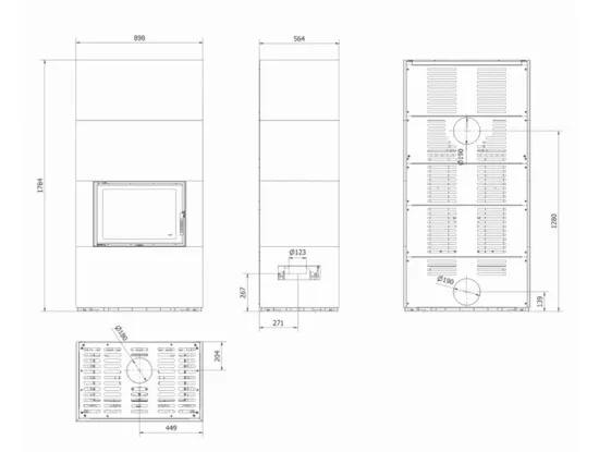 фото Каминокомплект Kratki PRO FLOKI прямое стекло