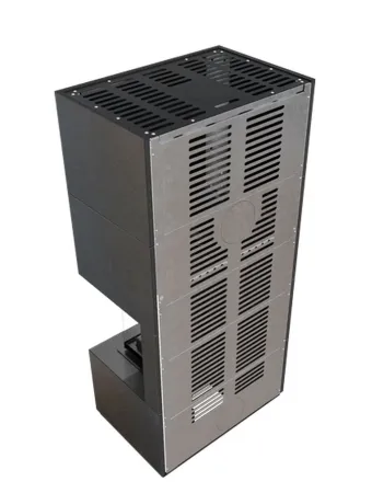 фото Каминокомплект Kratki FLOKI в облицовке, угловое стекло справа