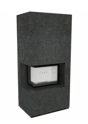  фото Каминокомплект Kratki FLOKI в облицовке, угловое стекло слева