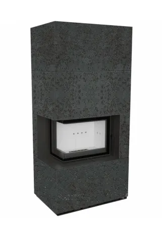 фото Каминокомплект Kratki FLOKI в облицовке, угловое стекло слева