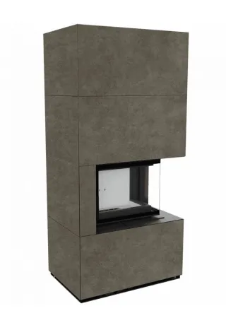 фото Каминокомплект Kratki FLOKI, угловое стекло справа