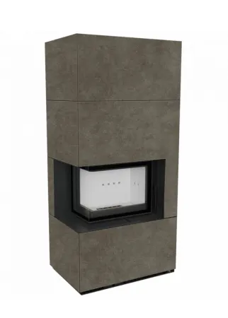 фото Каминокомплект Kratki FLOKI, угловое стекло слева