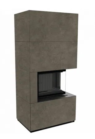 фото Каминокомплект Kratki FLOKI, угловое стекло справа