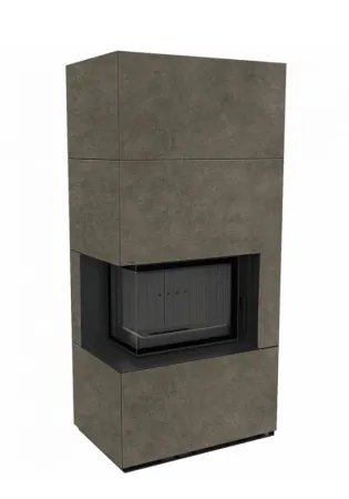 фото Каминокомплект Kratki FLOKI, угловое стекло слева