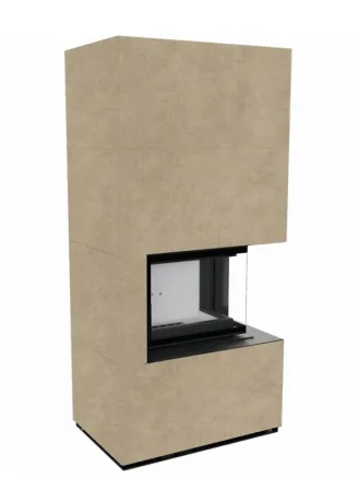 фото Каминокомплект Kratki FLOKI, угловое стекло справа