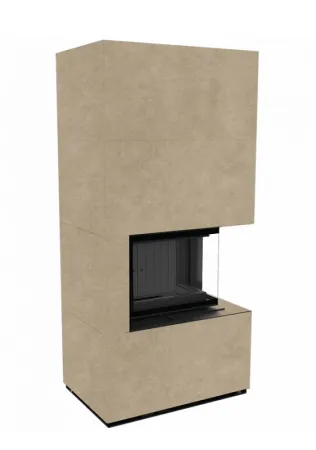 фото Каминокомплект Kratki FLOKI, угловое стекло справа