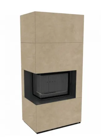 фото Каминокомплект Kratki FLOKI, угловое стекло слева