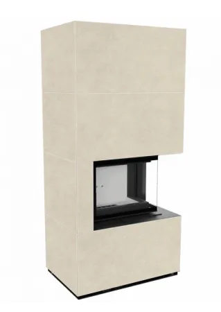 фото Каминокомплект Kratki FLOKI, угловое стекло справа