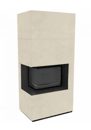 фото Каминокомплект Kratki FLOKI, угловое стекло слева