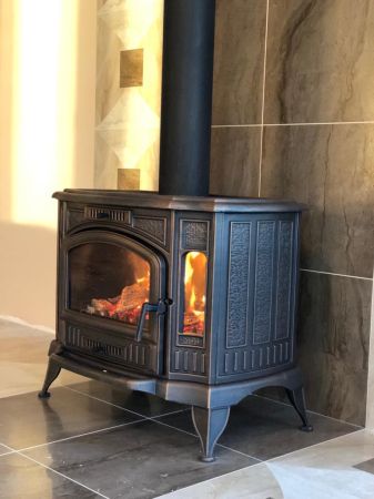 фото Печь-камин Koza K9 патина KRATKI чугунная