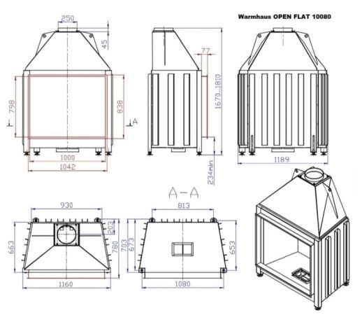 фото Открытая каминная топка FLAT 100/80 Warmhaus