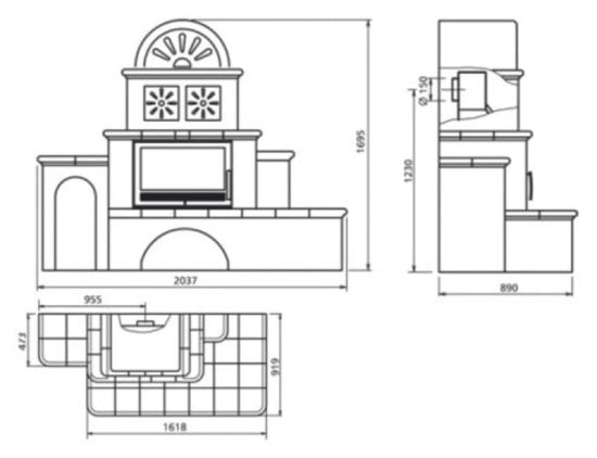 фото Керамический камин OXFORD TV 7 kW, левый