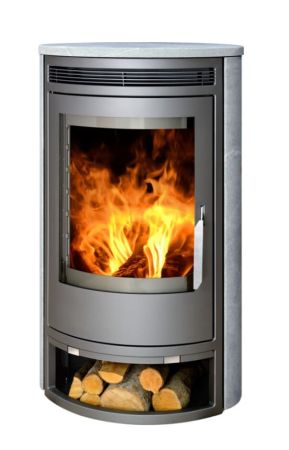 фото Пристенно-островной камин в камне ABX Arktis 8