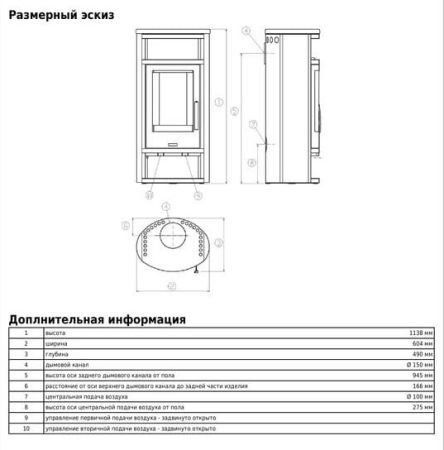 фото Печь-камин Polar 6 серая с панорамным стеклом ABX
