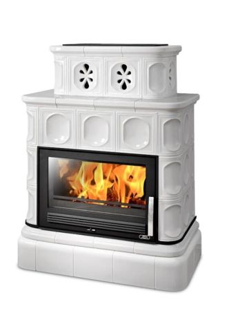 фото Керамический камин Karelie TV 10,5 kW, кафельный цоколь