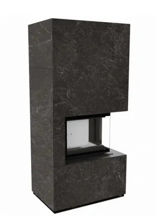 фото Каминокомплект Kratki FLOKI, угловое стекло справа