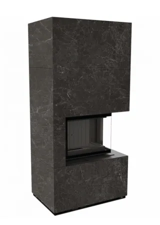 фото Каминокомплект Kratki FLOKI, угловое стекло справа