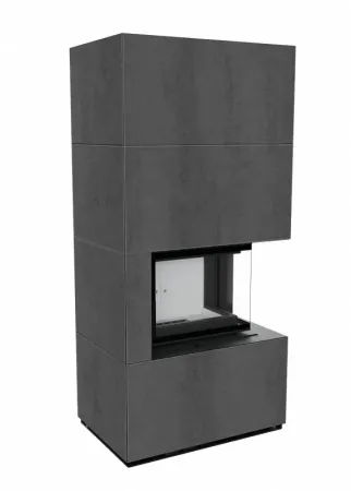 фото Каминокомплект Kratki FLOKI, угловое стекло справа