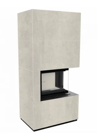 фото Каминокомплект Kratki FLOKI, угловое стекло справа