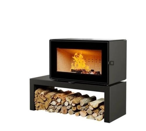 фото Печь-камин Астов Куб 800 на подиуме