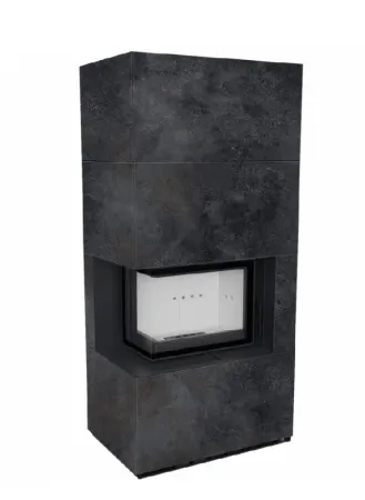 фото Каминокомплект Kratki FLOKI, угловое стекло слева