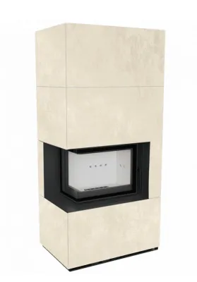  фото Каминокомплект Kratki FLOKI, угловое стекло слева