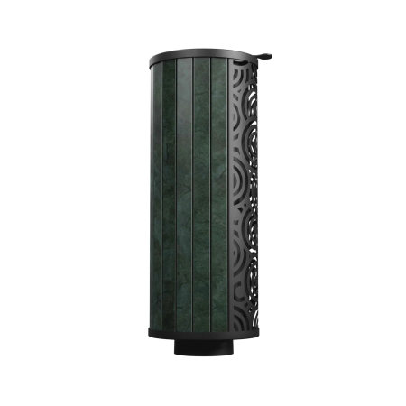 фото Дымоход конвектор в камне Атмосфера с чугунной трубой 