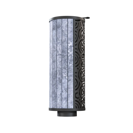 фото Дымоход конвектор в камне Атмосфера с чугунной трубой 