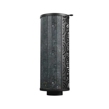 фото Дымоход конвектор в камне Атмосфера с чугунной трубой 