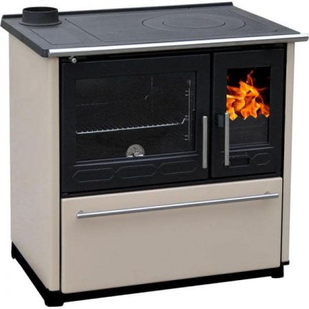 фото Отопительно-варочная печь духовкой Plamen 850 GLAS кремовая
