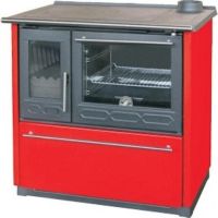  фото Отопительно-варочная печь с духовкой Plamen 850 GLAS красная