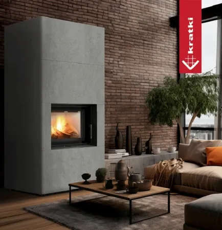 фото Каминокомплект Kratki PRO FLOKI прямое стекло