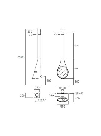 фото Стальной подвесной камин ROCAL Drop MINI