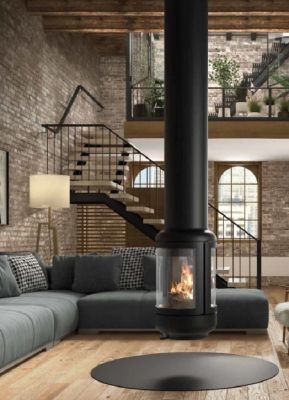  фото Дровяной камин ROCAL VESTA CENTRAL центральный подвесной