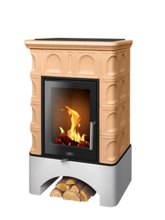 фото Печь-камин ABX BRITANIA EXclusive белый цоколь - вставка Orion