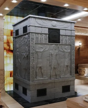 фото Банная печь Talc Monarch Talcum stone в облицовке из натурального талькомагнезита