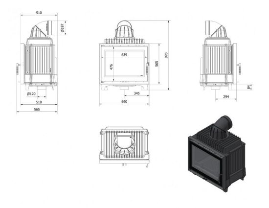 фото Каминная топка Kratki Franek 12 Deco