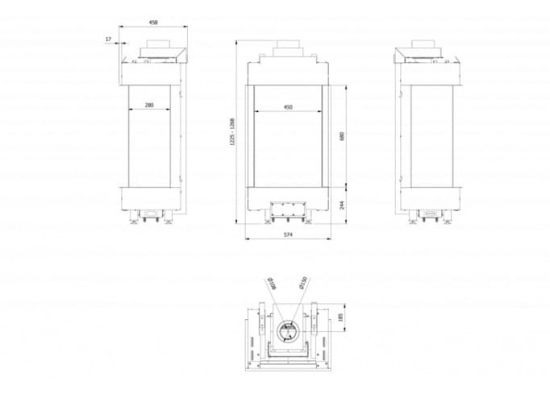 фото Трехсторонняя газовая каминная топка Kratki PRO LEO/LP/45/68