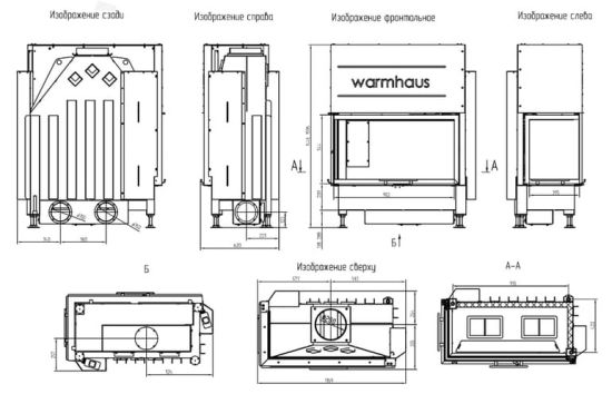 фото Угловая каминная топка KANT L 100/57h  Warmhaus левая