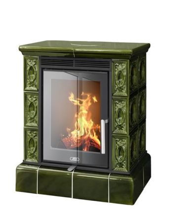 фото Печь-камин ABX HELVETIA EXclusive, кафельный цоколь - вставка Orion