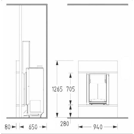 фото Каминная облицовка VERTIS D, N.MARQUINA Supra + топка FV-51
