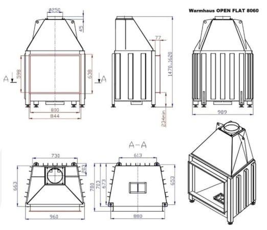 фото Открытая каминная топка FLAT 80/60 Warmhaus