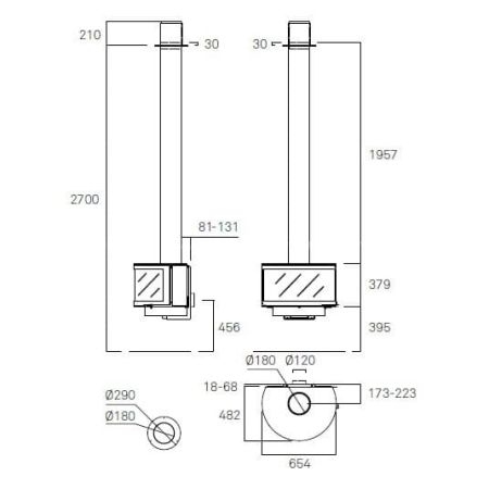 фото Стальной подвесной камин ROCAL RONDE FRONTAL