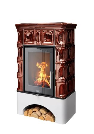 фото Печь-камин ABX BRITANIA EXclusive белый цоколь - вставка Orion