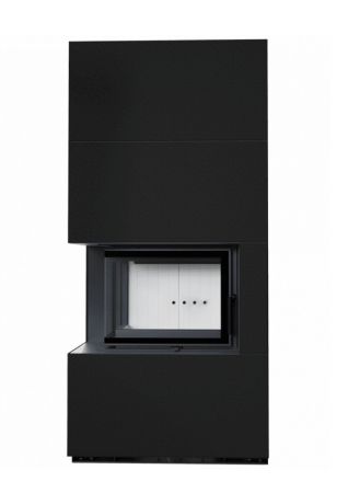 фото Каминокомплект Kratki FLOKI в облицовке, угловое стекло слева